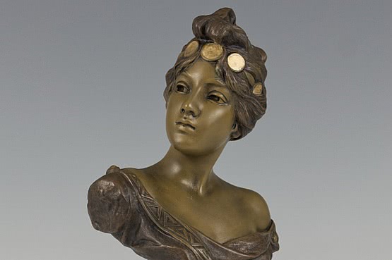 ☑️ emmanuel villanis art nouveau sculpture bust