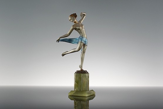 ☑️ Josef Lorenzl art deco bronze figures for sale scarf dancer