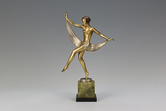 ☑️  Josef Lorenzl art deco bronze scarf dancer statue Lorenzo