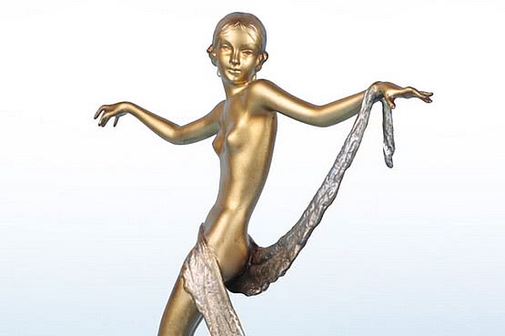 ☑️ famous antique art deco Josef Lorenzl bronze figurine