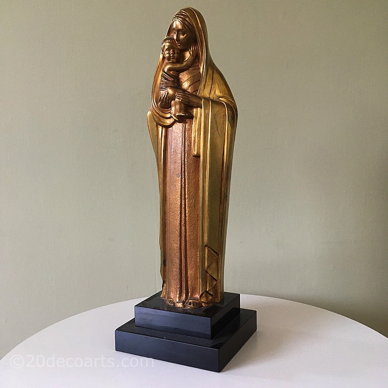  Chiparus - An Art Deco bronze statue of the Madonna and Child circa 1925