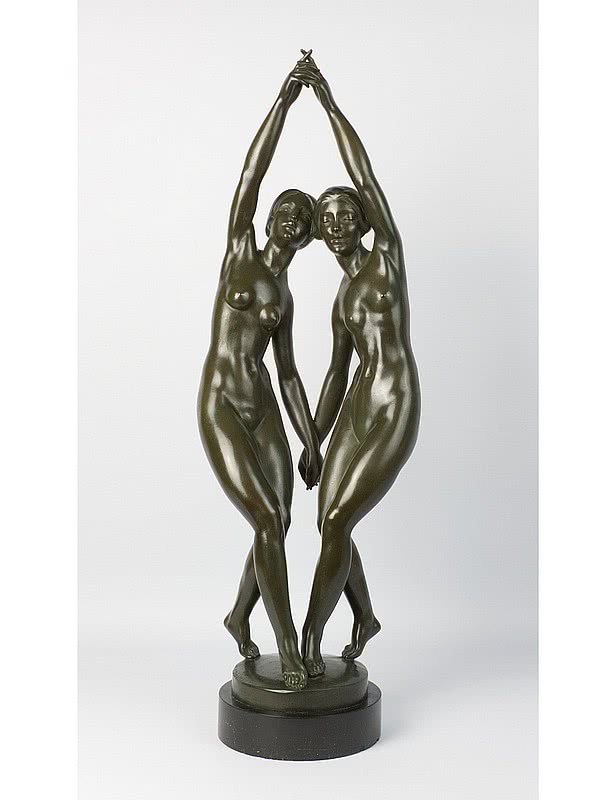  20th Century Decorative Arts |P Dubérry French Art Deco bronze dancers sculpture photo 1