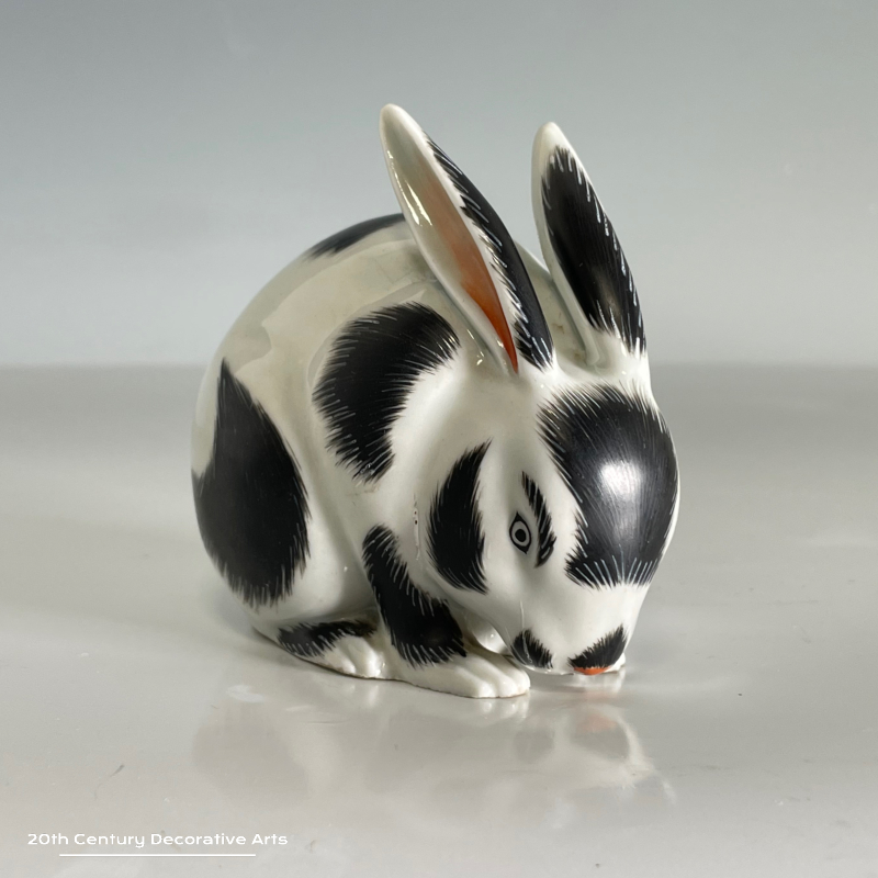  Japanese Kutani Porcelain Model of a Rabbit, Late Meiji Period 