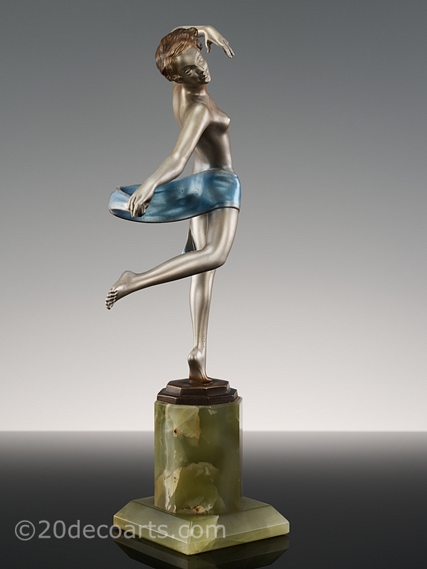  Josef Lorenzl -  Art Deco Austrian bronze figure, circa 1930  scarf dancer 2