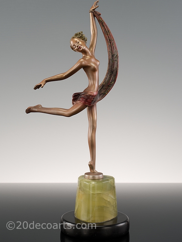   Lorenzl Scarf Dancer - Lorenzl Art Deco Bronze figurine