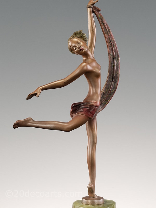   Lorenzl Scarf Dancer - Lorenzl Art Deco Bronze figurine