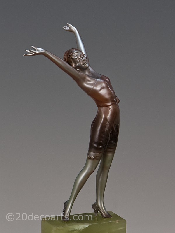   Josef Lorenzl - A stylish Art Deco Austrian bronze figure, circa 1930  Cabaret 3 