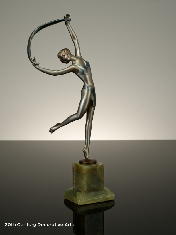  Josef Lorenzl - Art Deco Austrian bronze figure, circa 1930  scarf dancer 2