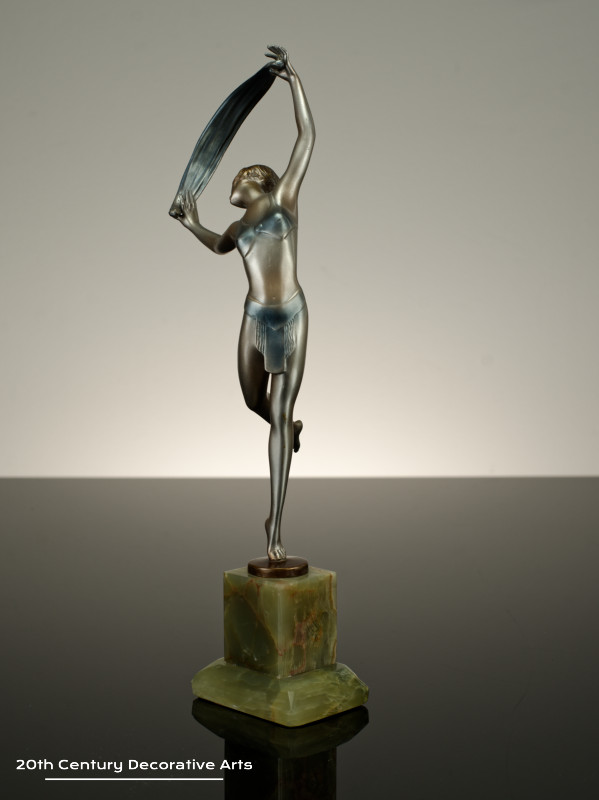   Josef Lorenzl -  Art Deco Austrian bronze figure, circa 1930  scarf dancer 3 