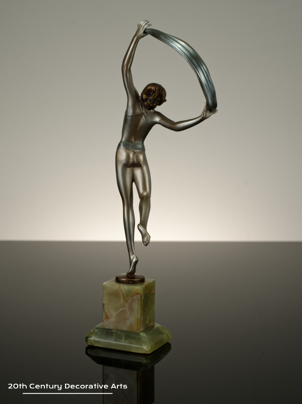   Josef Lorenzl -  Art Deco Austrian bronze figure, circa 1930  scarf dancer 3 