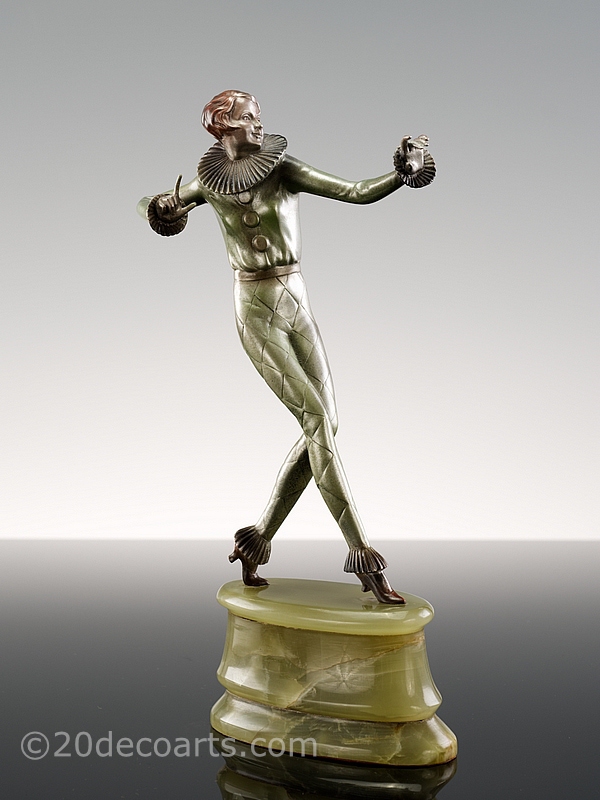   Josef Lorenzl Art Deco Harlequin bronze figures for sale Lorenzo 1 