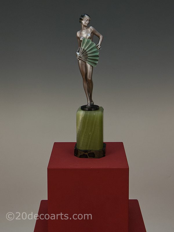  Josef Lorenzl Art Deco Bronze Fan Dancer 1930 1 