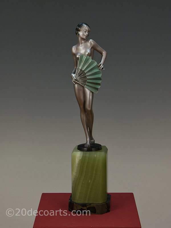  Josef Lorenzl Art Deco Bronze Fan Dancer 1930 2