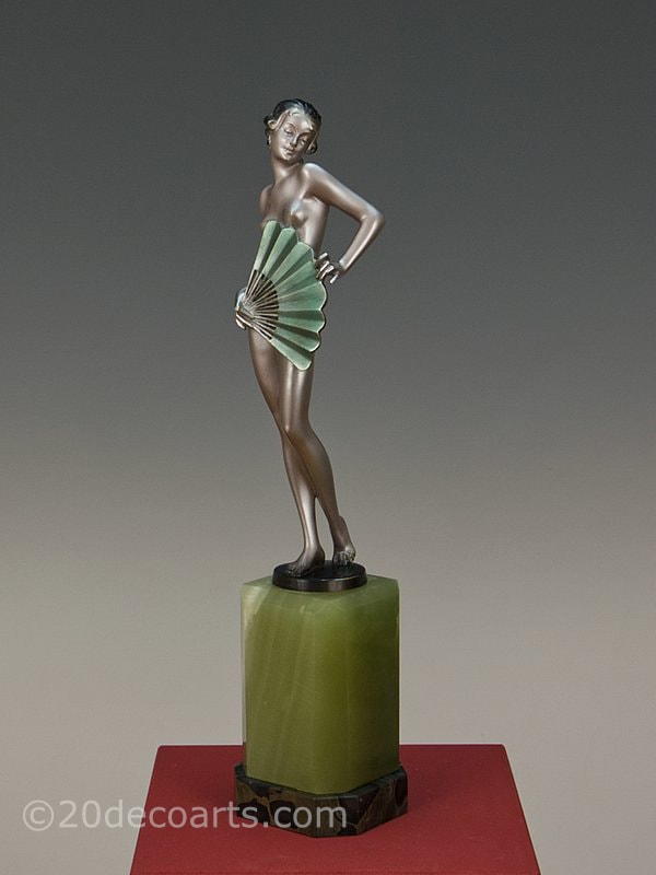   Josef Lorenzl Art Deco Bronze Fan Dancer 1930 3 