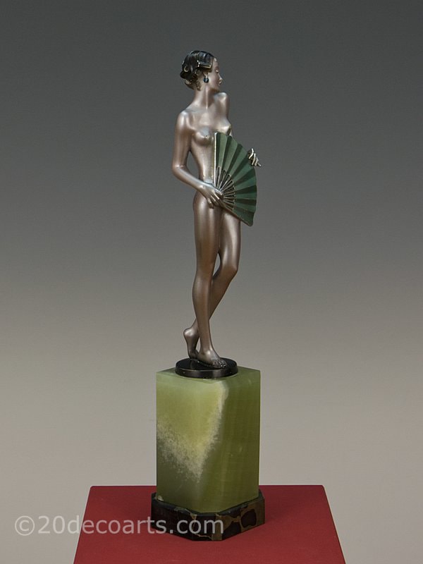   Josef Lorenzl Art Deco Bronze Fan Dancer 1930 4 