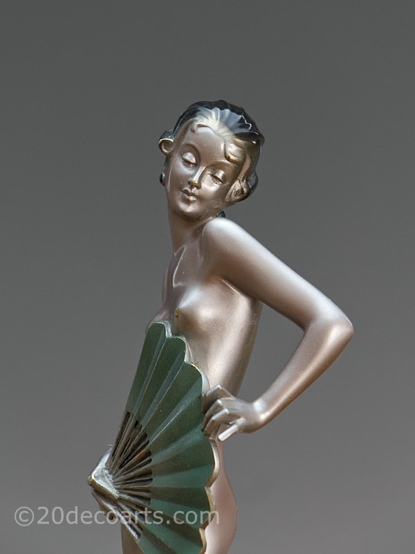   Josef Lorenzl Art Deco Bronze Fan Dancer 1930 5 