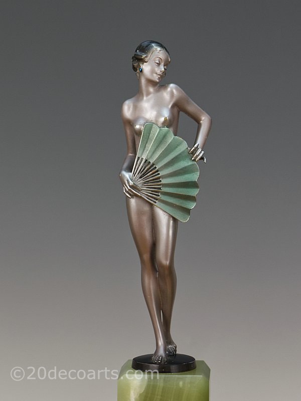  Josef Lorenzl Art Deco Bronze Fan Dancer 1930 5 