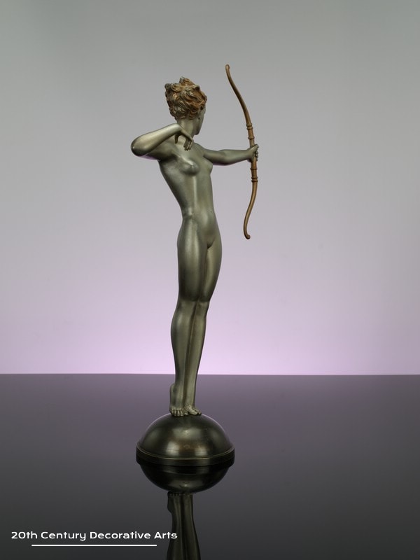   lorenzl dlarge Art Deco bronze figure Diana circa 1925 - depicting the goddess with her bow 