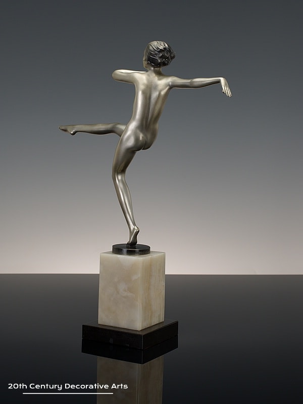   Josef Lorenzl - Art Deco bronze figure Dancer circa 1925, - depicting a high kicking dancer,