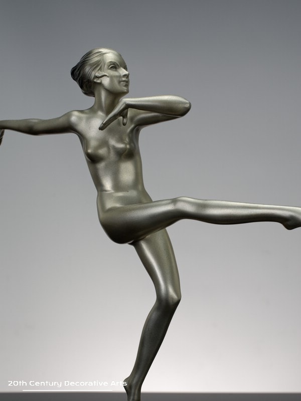   Josef Lorenzl - Art Deco bronze figure Dancer circa 1925, - depicting a high kicking dancer, 