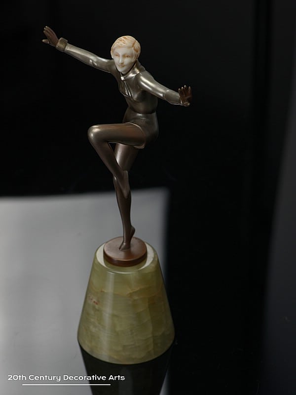  Josef Lorenzl - An Art Deco Austrian bronze figure circa 1930 Joy depicting a stylish attired dancer