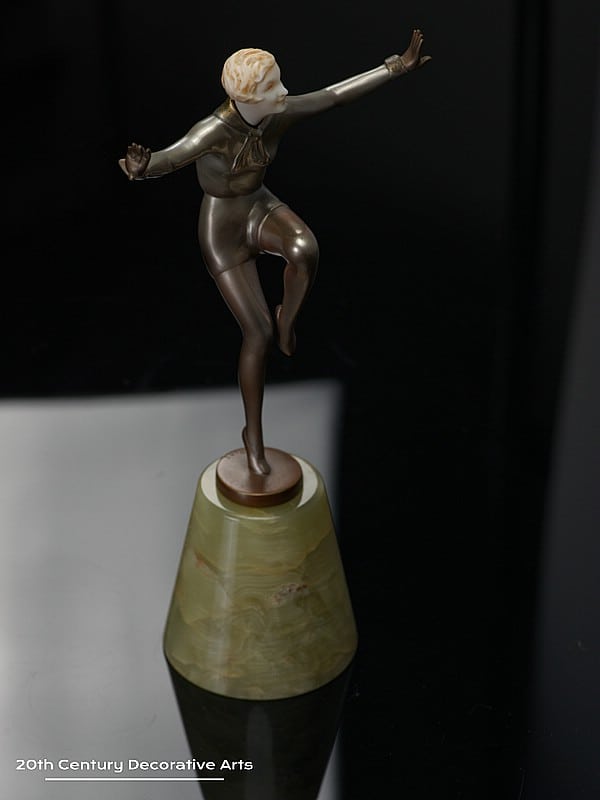   Josef Lorenzl - An Art Deco Austrian bronze figure circa 1930 Joy depicting a stylish attired dancer 