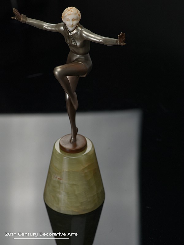   Josef Lorenzl - An Art Deco Austrian bronze figure circa 1930 Joy depicting a stylish attired dancer   