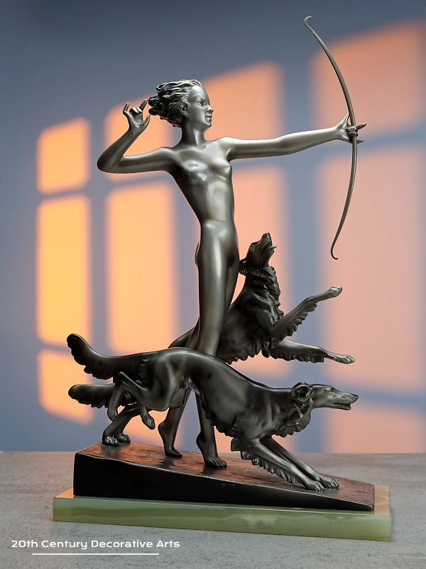   Josef Lorenzl - Art Deco Bronze Diana figure    