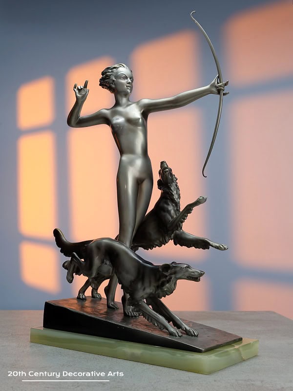  Josef Lorenzl - Art Deco Bronze Diana figure  