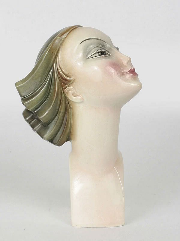  20th Century Decorative Arts |Katzhutte - An extremely rare Art Deco pottery bust, Germany                 1930's,                