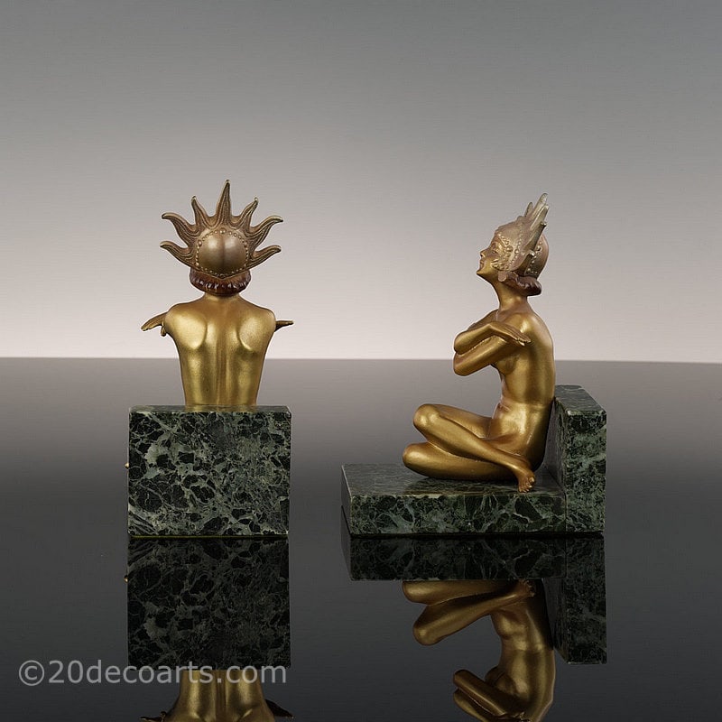 Josef Lorenzl art deco bronze bookends figure for sale