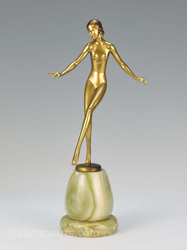  20th Century Decorative Arts |A stylised Art Deco  Austrian bronze  figure by Josef Lorenzl "Grace"  circa 1930s depicting a  dancer 