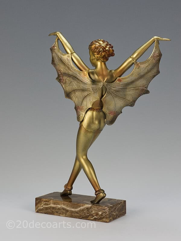  Lorenzl Art Deco spelter figure butterfly dancer by Lorenzl, c1930