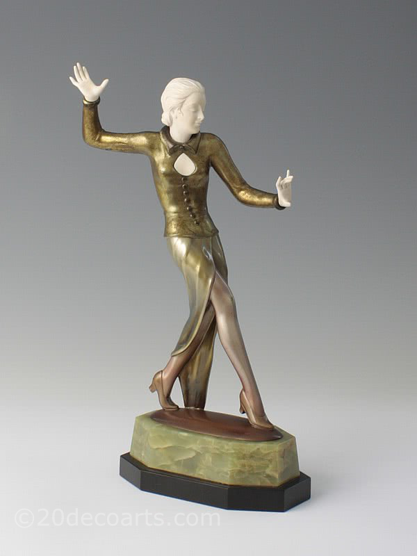  20th Century Decorative Arts |Josef Lorenzl - Art Deco Bronze Ivory figure