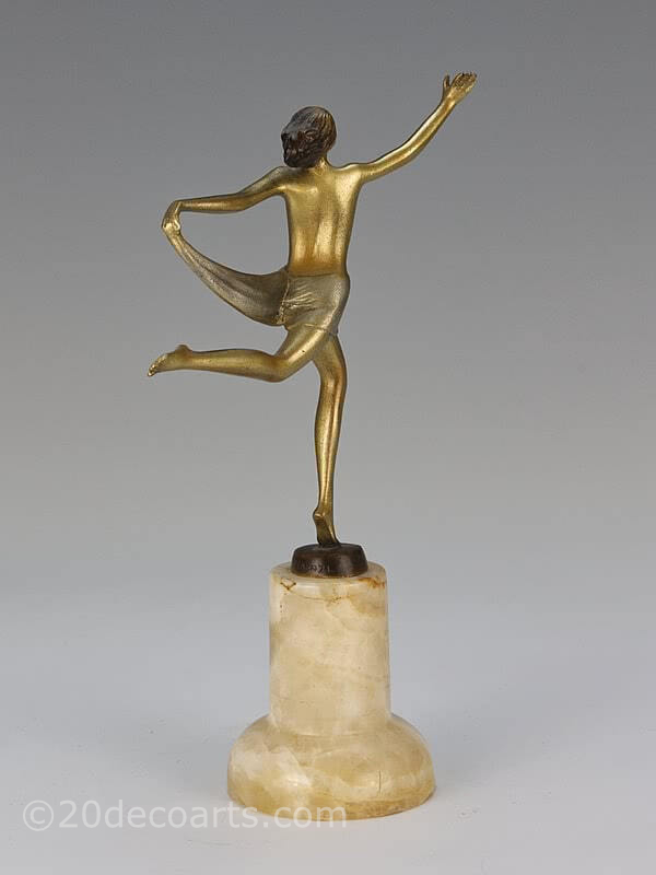  20th Century Decorative Arts |Art Deco bronze scarf dancer figure by Josef Lorenzl, circa 1930| 20th Century
      Decorative Arts