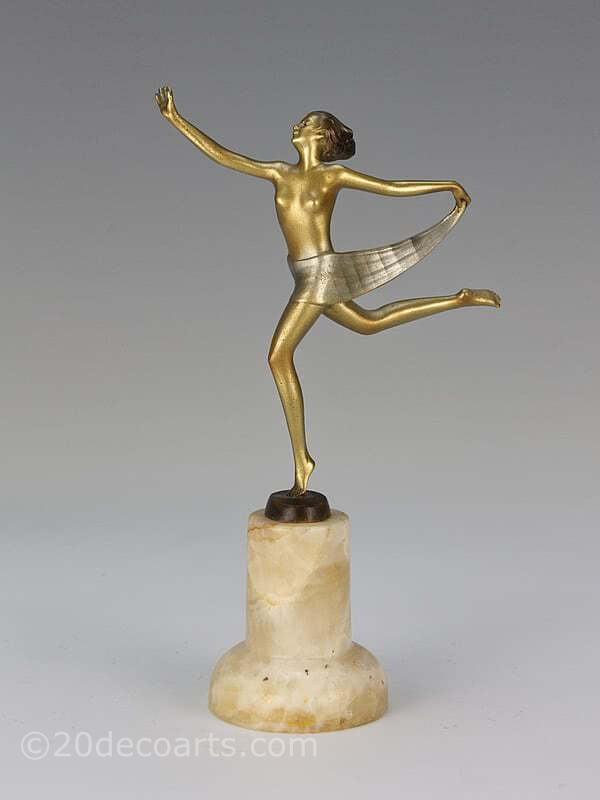  20th Century Decorative Arts |Art Deco bronze scarf dancer figurine by Josef Lorenzl, circa 1930| 20th Century
      Decorative Arts