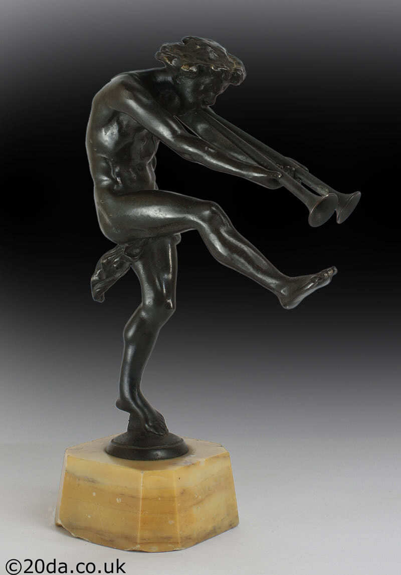  20th Century Decorative Arts |mythological bronze sculpture of a satyr, probably Marsyas, or Pan 
