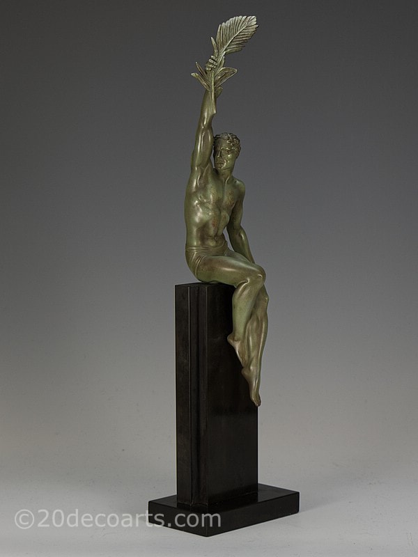  Pierre Le Faguays - An Art Deco painted metal sculpture Gloire, edited by Max Le Verrier, France circa 1930's 