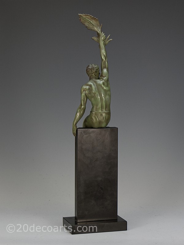  Pierre Le Faguays - An Art Deco painted metal sculpture Gloire, edited by Max Le Verrier, France circa 1930's .