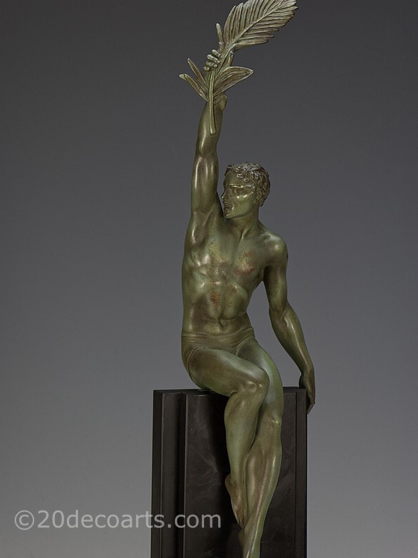  Pierre Le Faguays - An Art Deco painted metal sculpture Gloire, edited by Max Le Verrier, France circa 1930's 