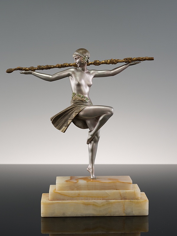  Pierre Le Faguays Art Deco bronze sculpture Danseuse au Thyrse