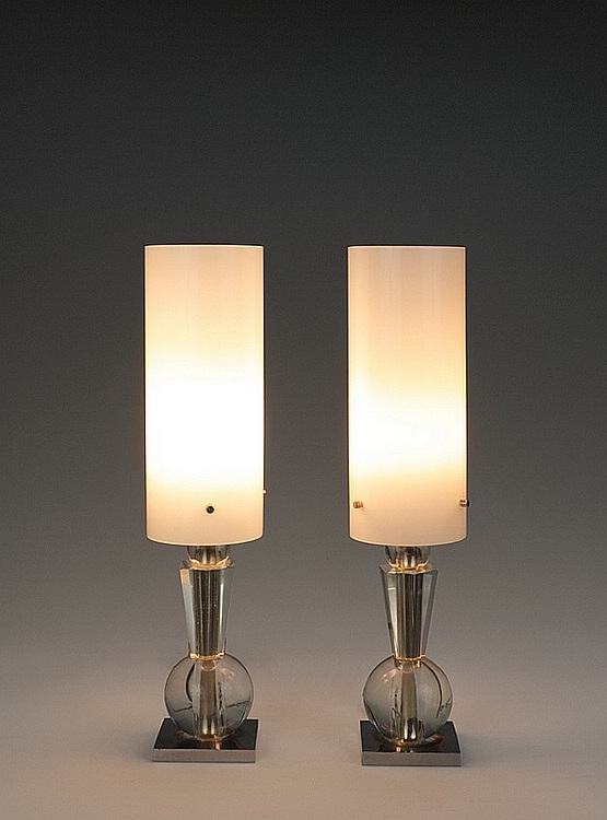 ☑️Henri Morand Paris A pair of Art Deco modernist table lamps, circa 1930 | 20th Century Decorative Arts 