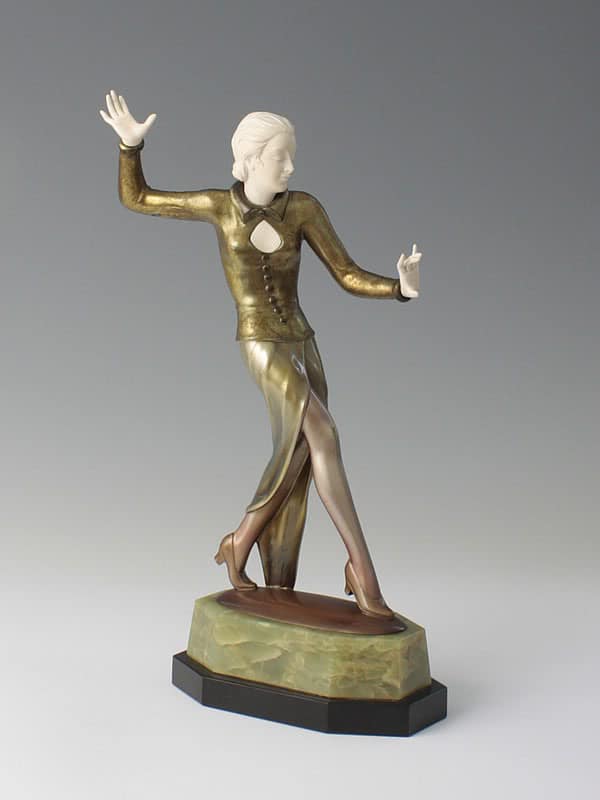☑️ Josef Lorenzl estatua art deco de 1930 bronce marfil a la venta