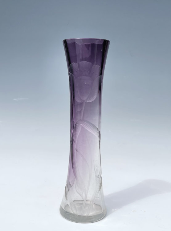 ☑️ Nouveau Moser Karlsbad Intaglio Cut Amethyst Vase c1900 